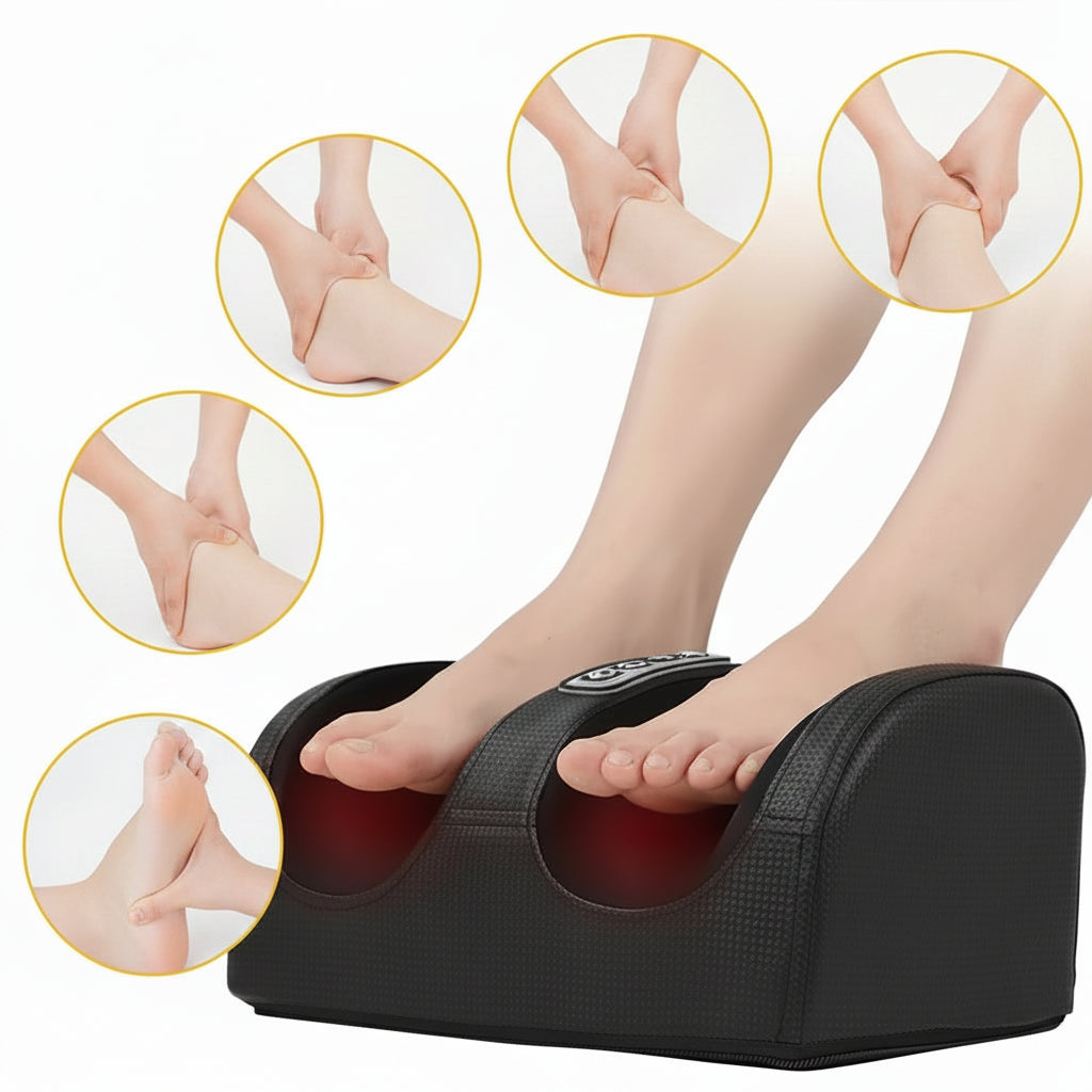 Elektrischer Shiatsu Fußmassagegerät – Tiefe Knetmassage mit Wärme für müde Waden, schmerzende Füße & verspannte Muskeln